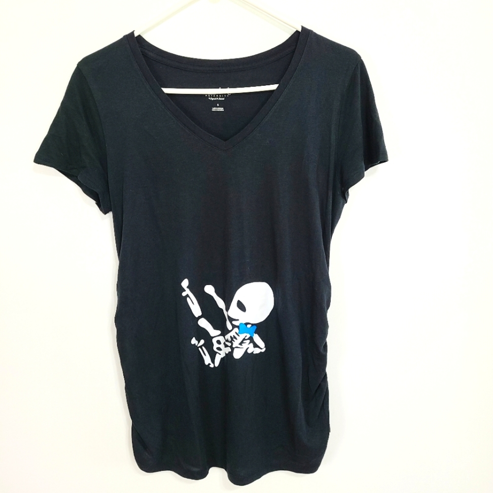 Isabel Maternity | Skeleton Maternity Tee Halloween Black Small